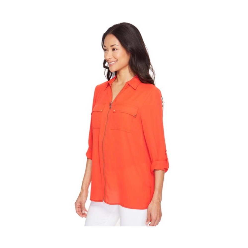 (2 FOR $12) Orange Dog Tag Zip Blouse - MK - Picture 4 of 4
