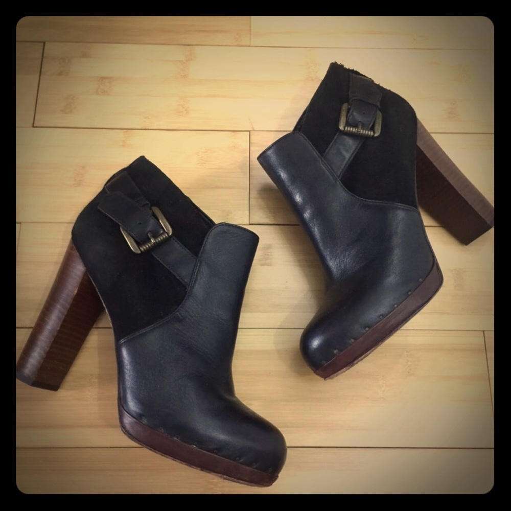 Sam Edelman Lulu Black Leather & Suede Booties