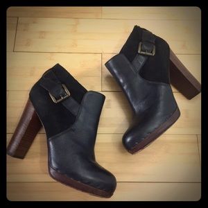Sam Edelman Lulu Black Leather & Suede Booties
