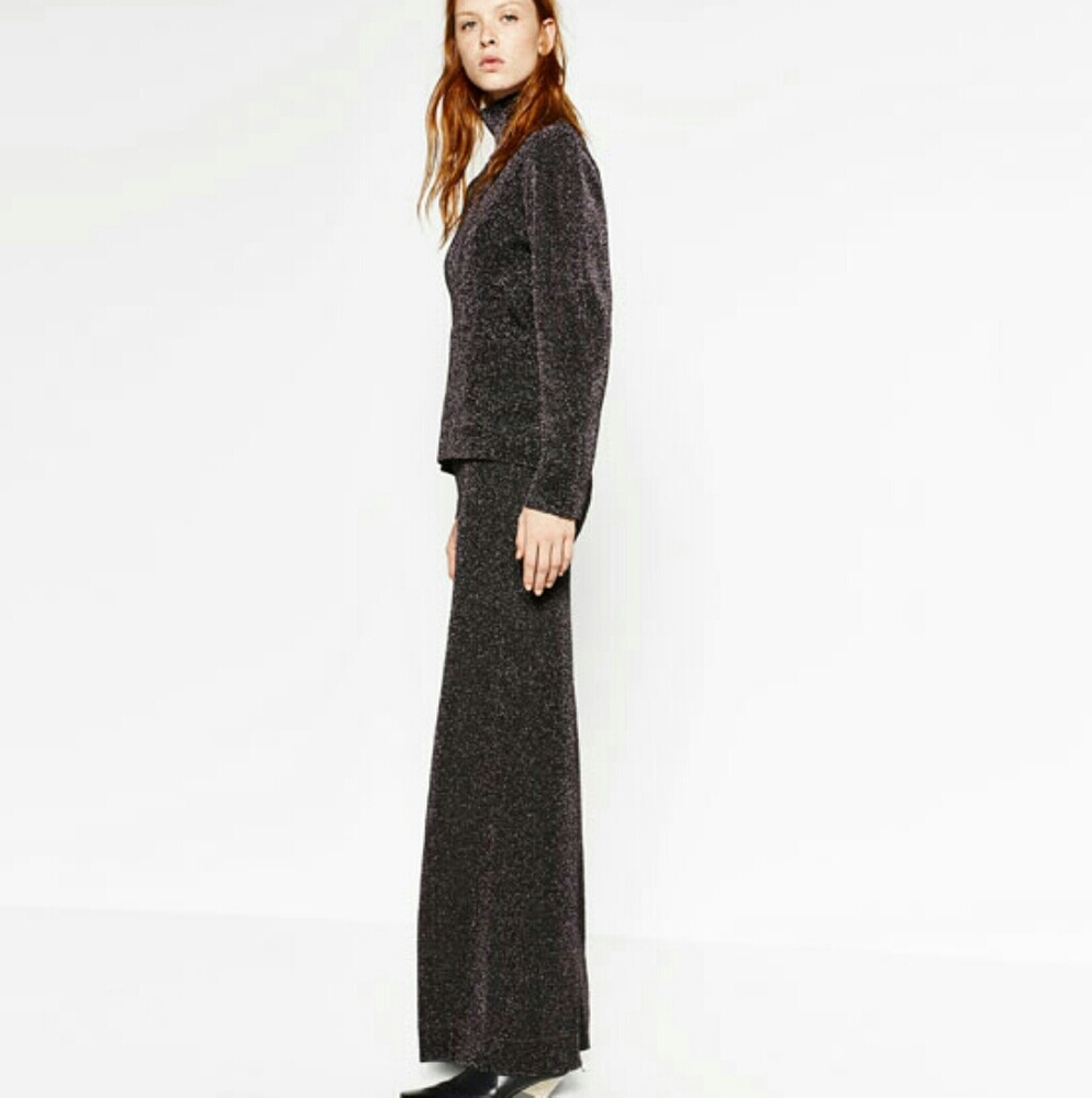 ZARA Shiny Double-Sided High Neck New Sweater - Picture 6 of 8