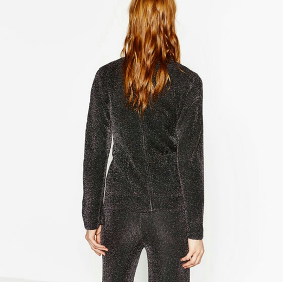 ZARA Shiny Double-Sided High Neck New Sweater - Picture 4 of 8