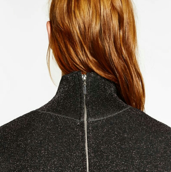 ZARA Shiny Double-Sided High Neck New Sweater - Picture 5 of 8