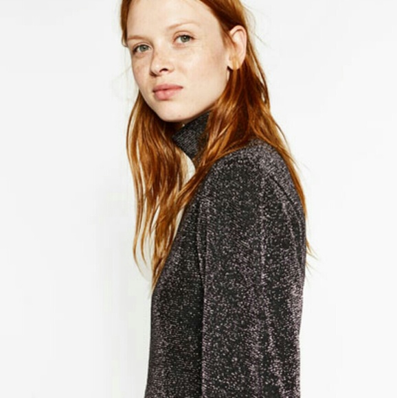 ZARA Shiny Double-Sided High Neck New Sweater - Picture 8 of 8