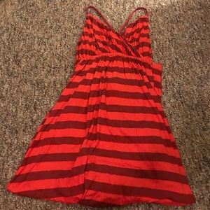 Red and dark red striped maxi dress