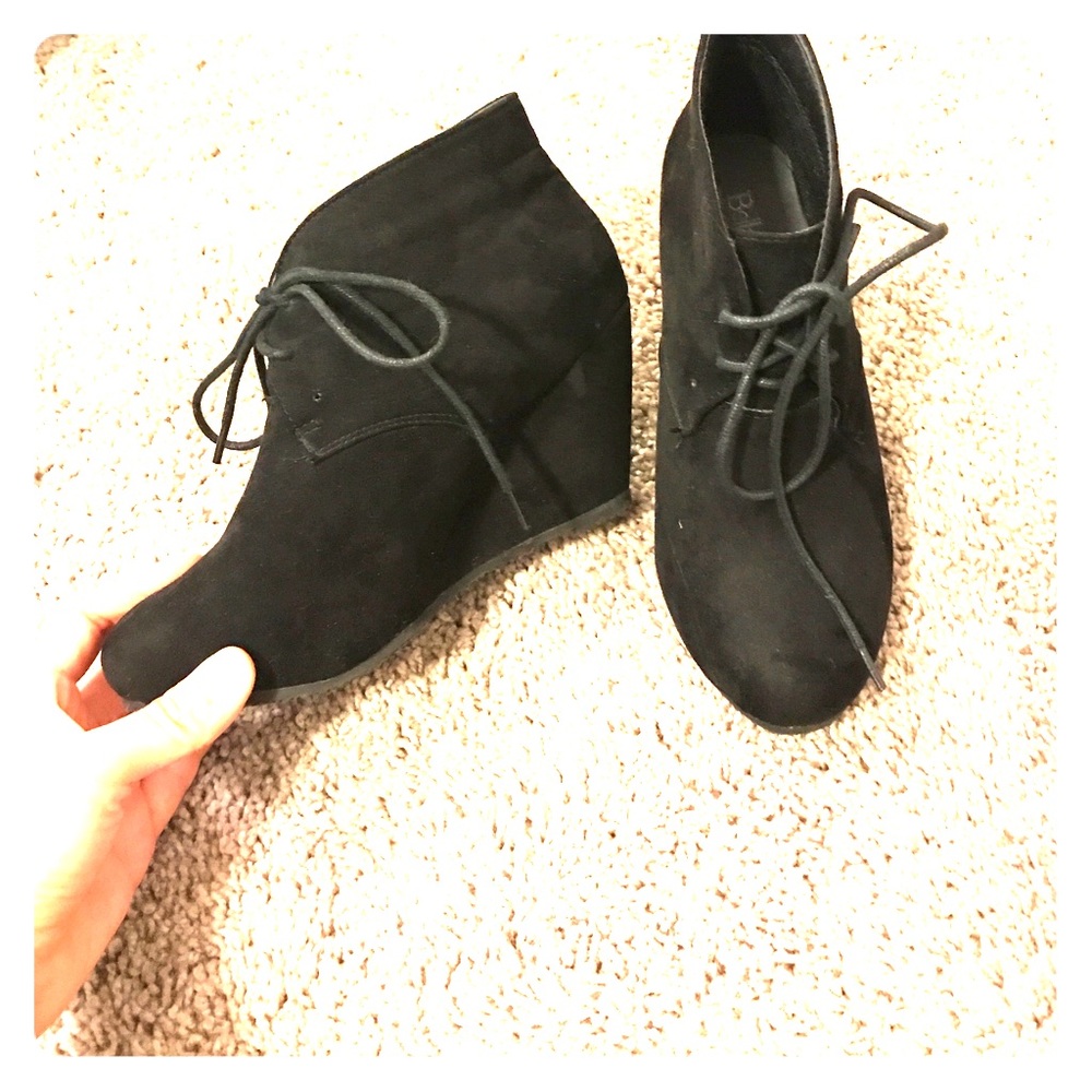 Black lace up booties
