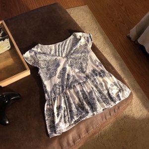 Blue and white skirted short sleeve shirt