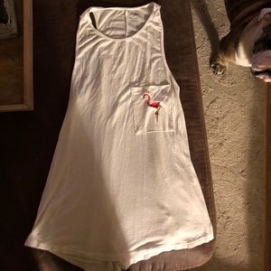 White flamingo pocket tee tank Francesca’s