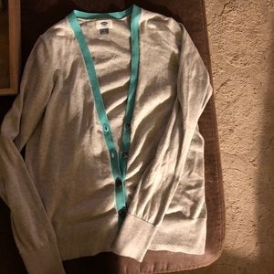 Old navy blue and light gray sweater