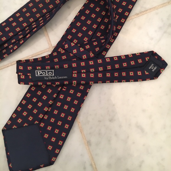 Polo Ralph Lauren Men’s Silk Neck Tie Navy Pattern - Picture 5 of 6