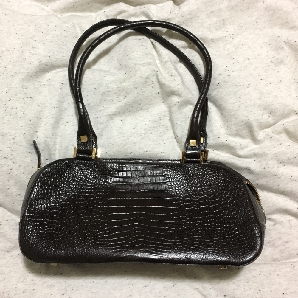 Salvatore Ferragamo New Black Croc Leather Purse