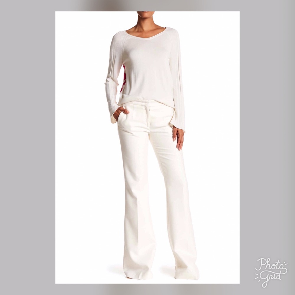 Derek Lam Wool Blend Wide Leg Ivory Pants