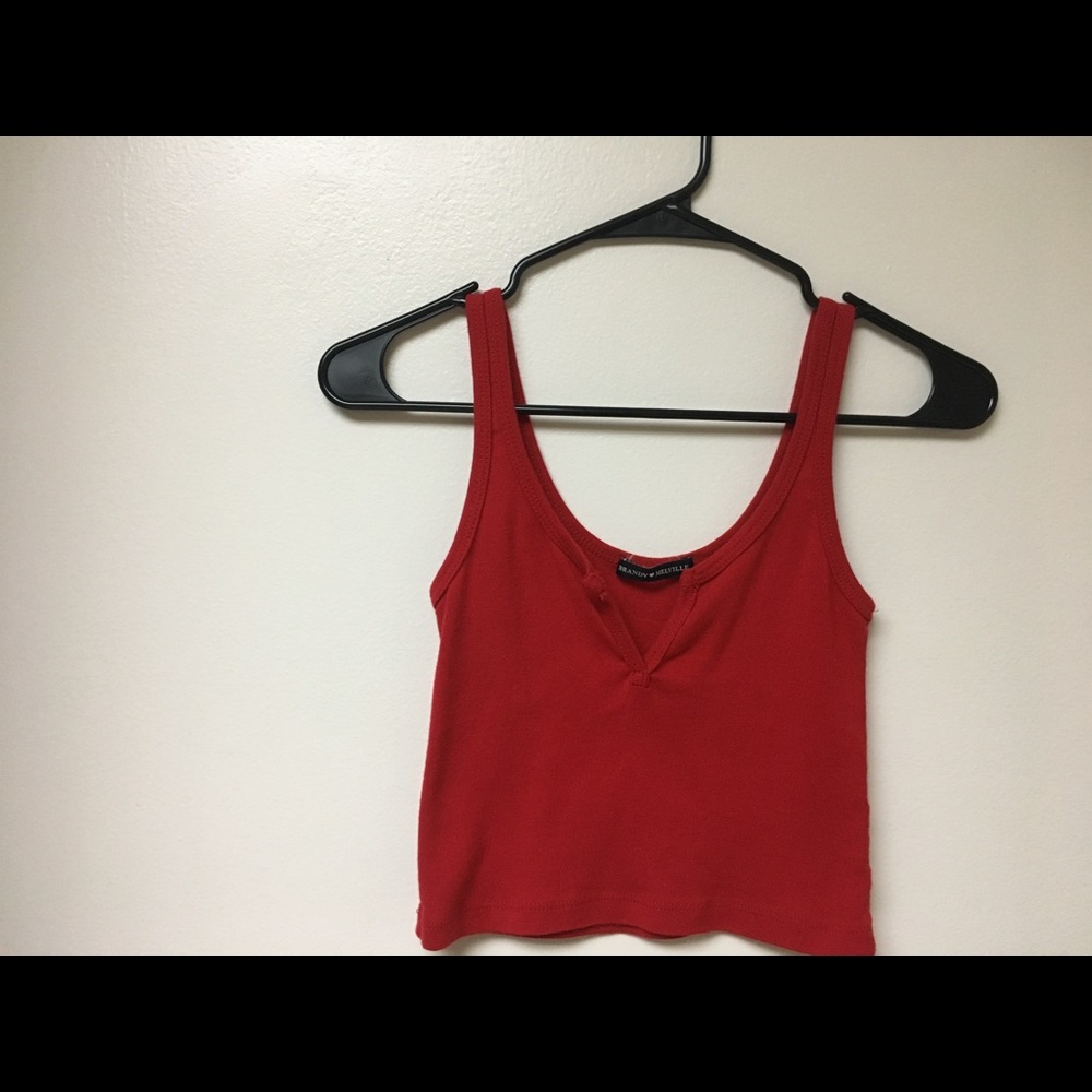 Brandy Melville red vneck Tank Top new - Picture 2 of 3