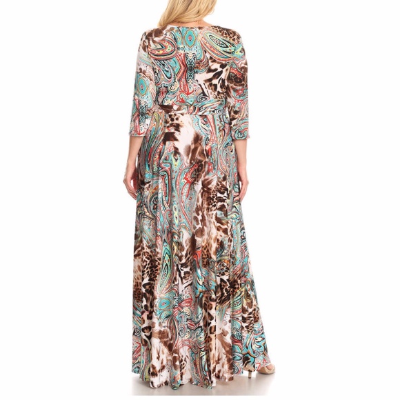 SALE !!! Plus Leopard Paisley Boho Maxi Dress - Picture 3 of 4