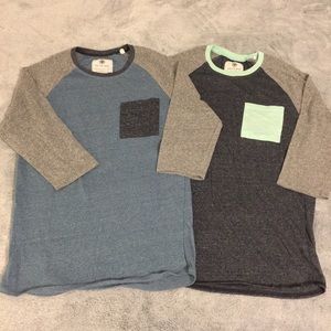 Lot of 2 On The Byas 3/4 Sleeve Shirts Size Small