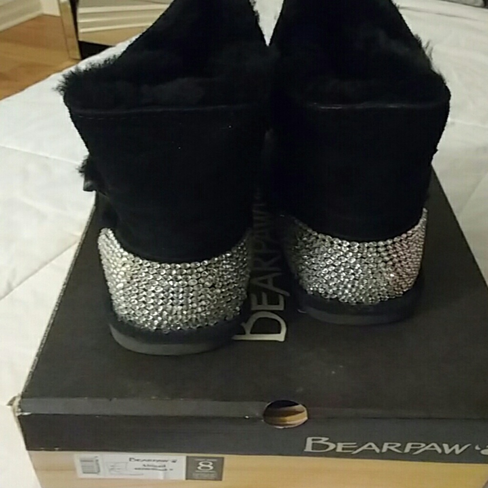 Rhinestone Black Bearpaw Boots