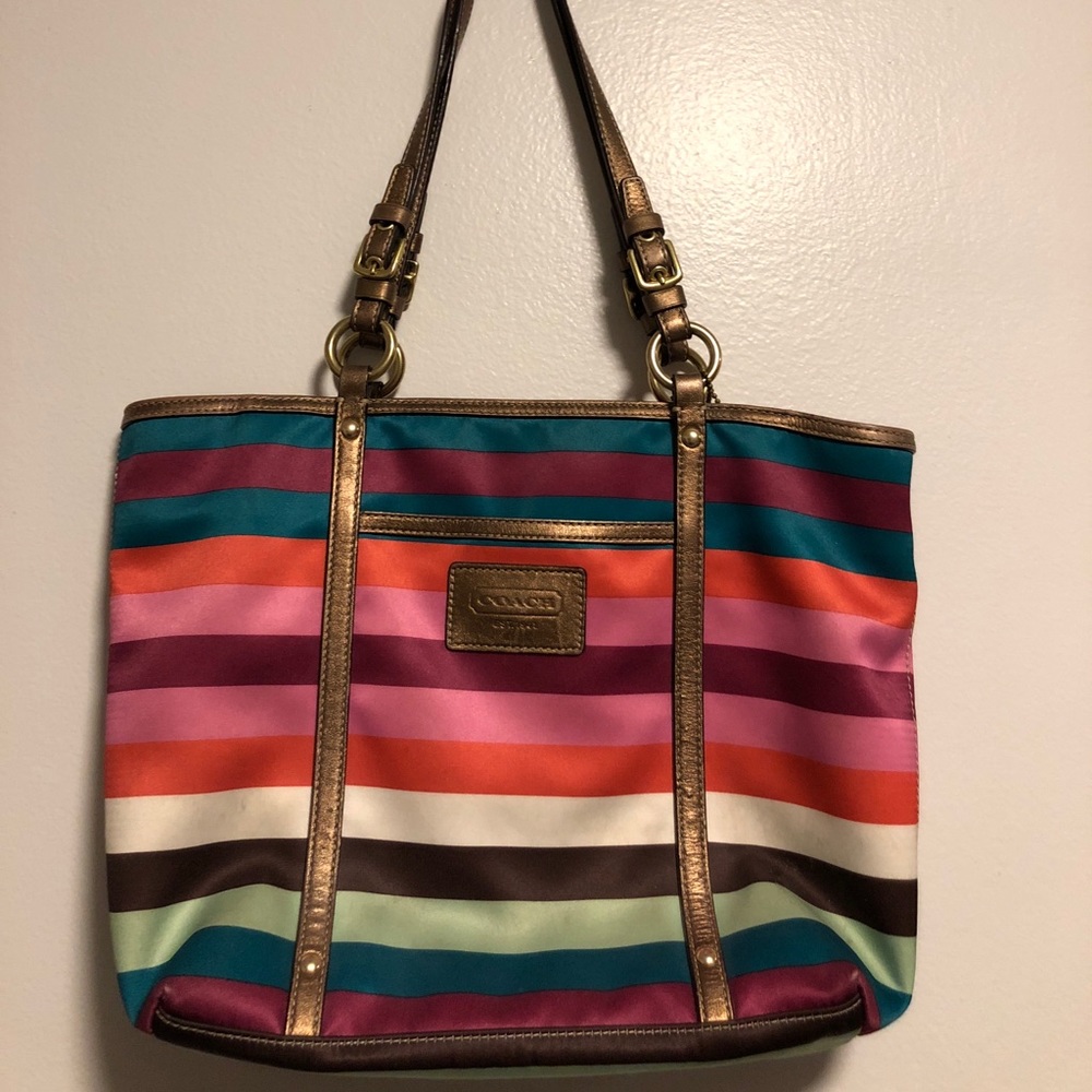 Multi colored coach purse