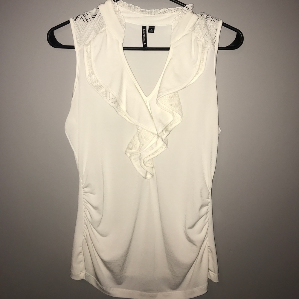 Ruffled white tank top