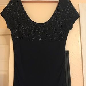 Long cocktail dress, navy blue very simple
