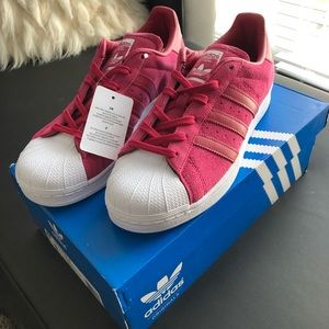 Brand new pink suede adidas superstar sneakers