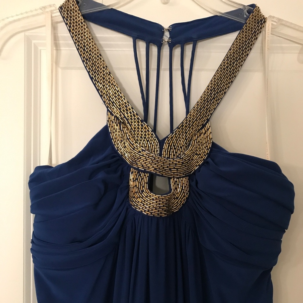 floor length royal blue formal gown