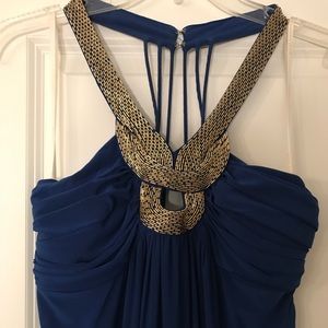 floor length royal blue formal gown