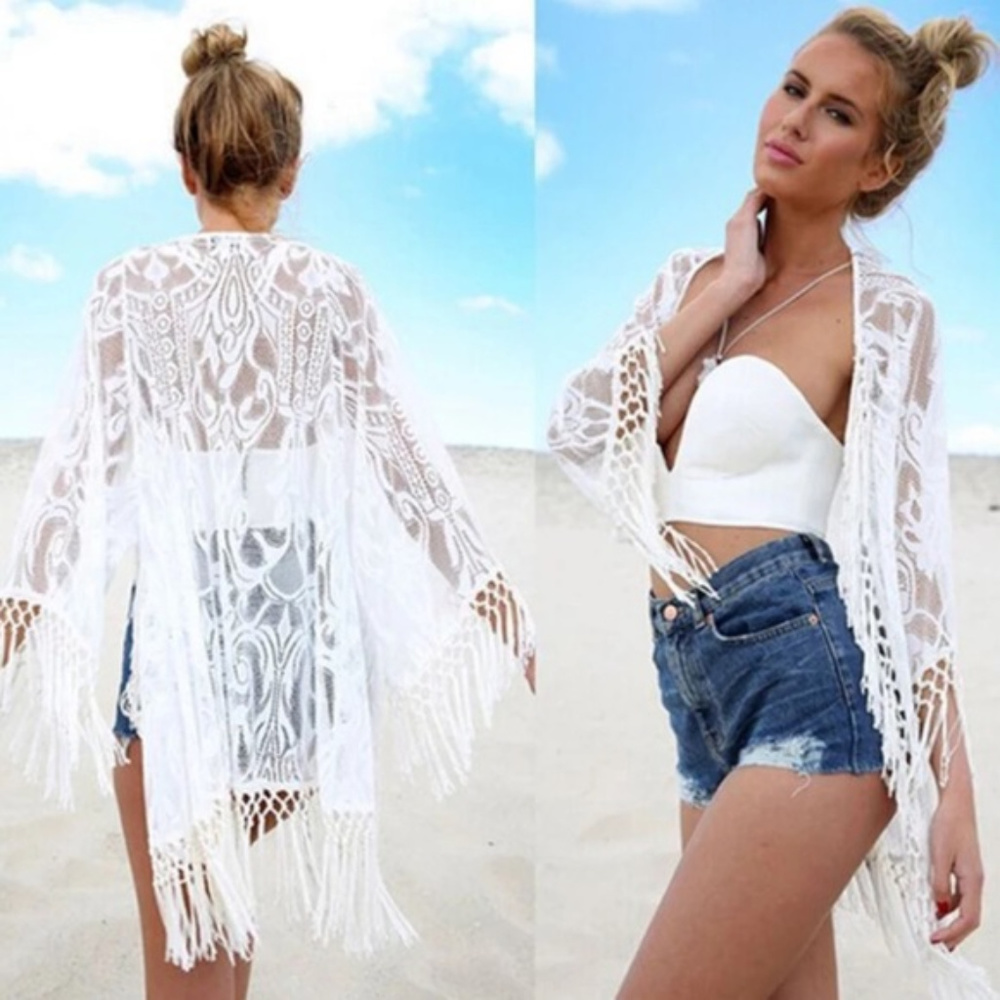 Sexy Angel Beach Coverup Lace Fringe Summer Kimono