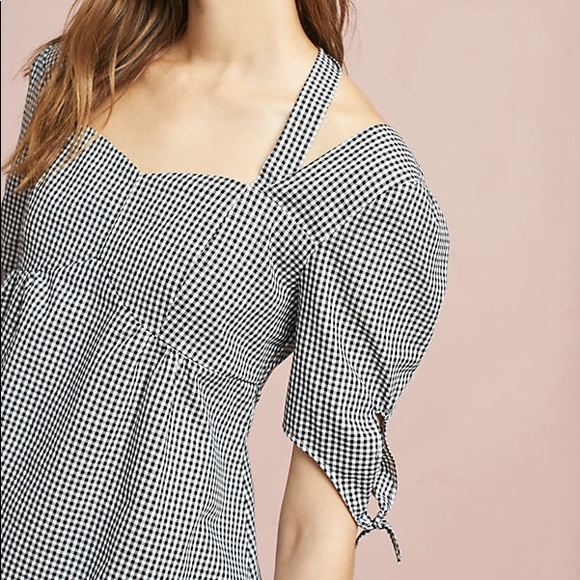 Anthro Gingham Plaid Open Back Top - Picture 4 of 5