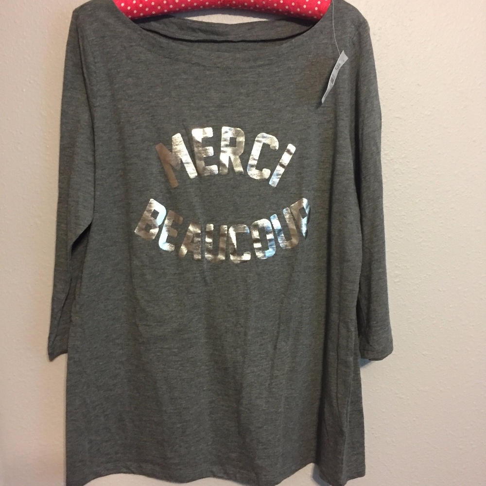NWT "Merci Beaucoup" Graphic Top
