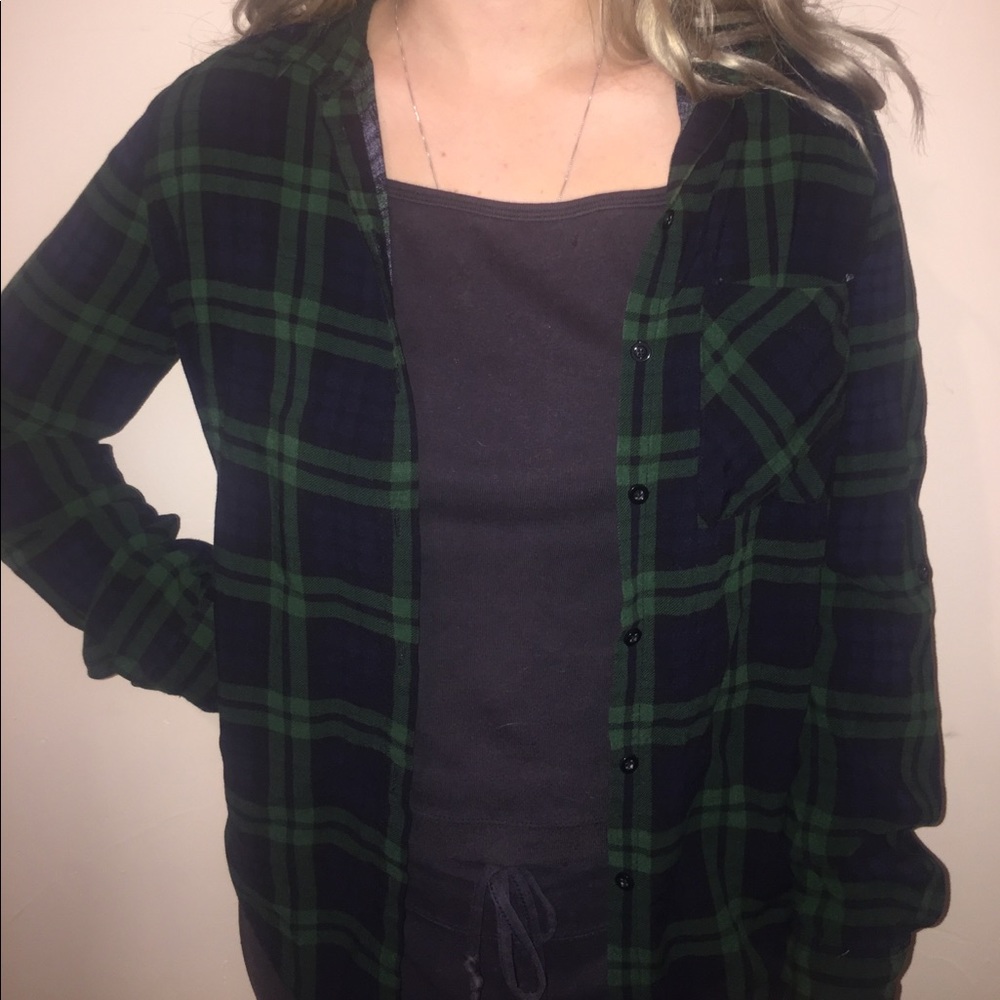 Green and Black plaid flannel