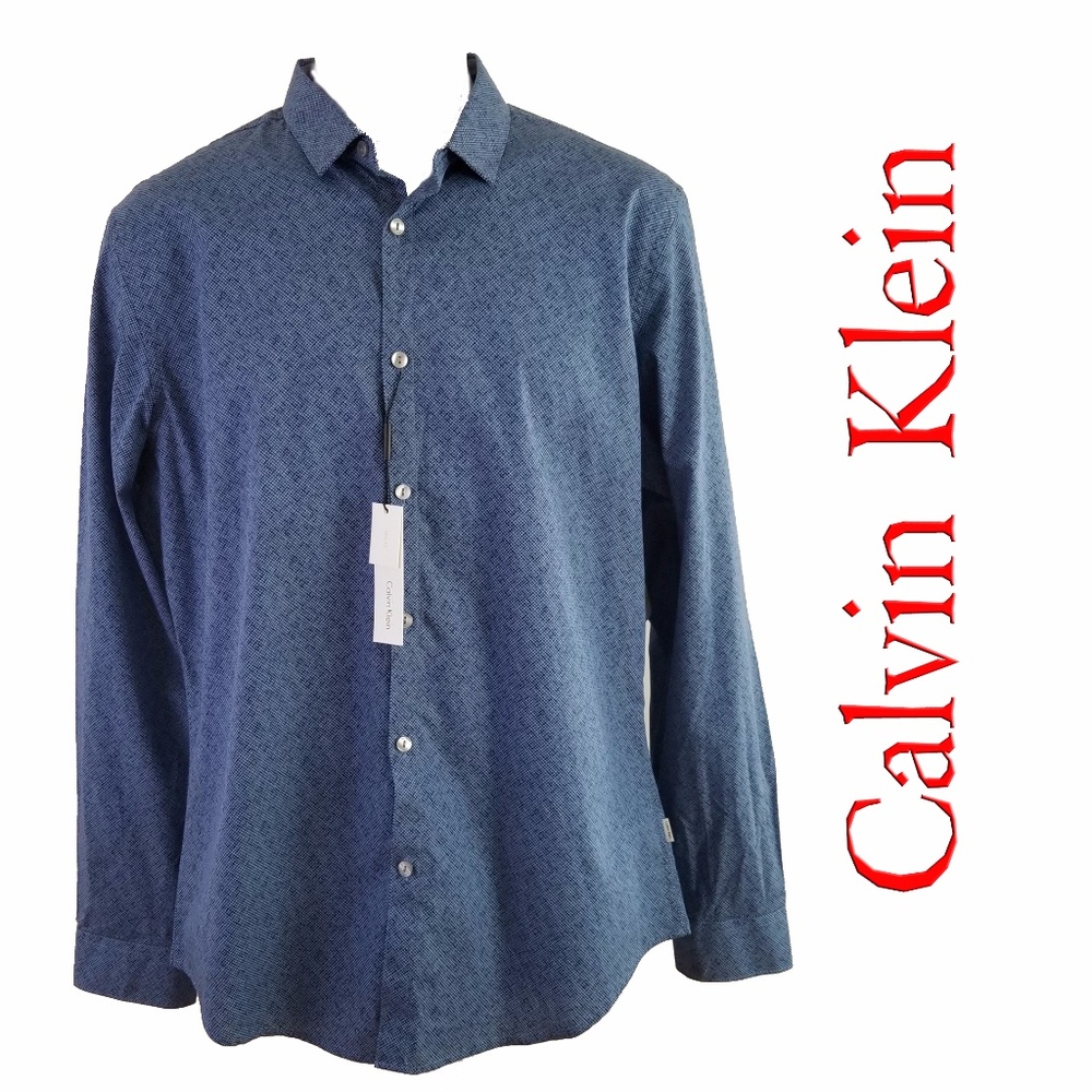 NWT Calvin Klein Blue Men's Slim-fit Shirt Size M