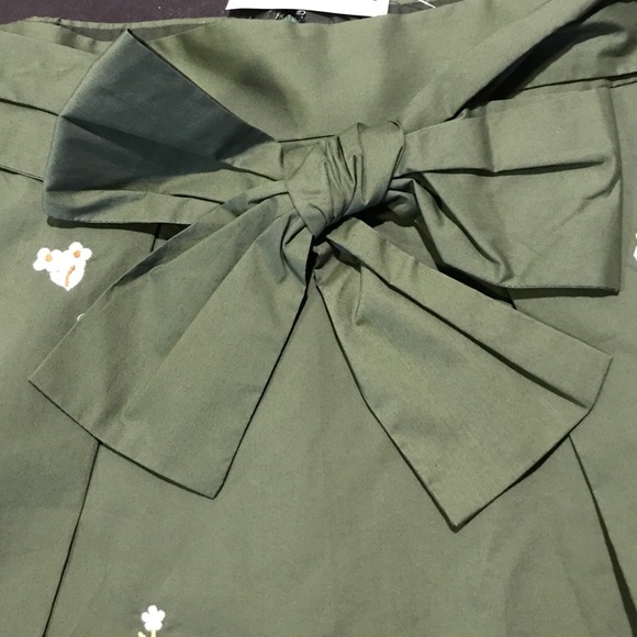 NWT J.Crew Olive TieWaist skirt - Picture 2 of 4