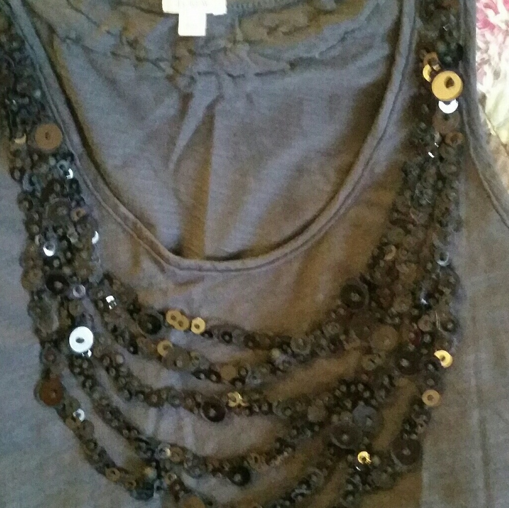 J. Crew Knit Tank Top with Beaded Decorations