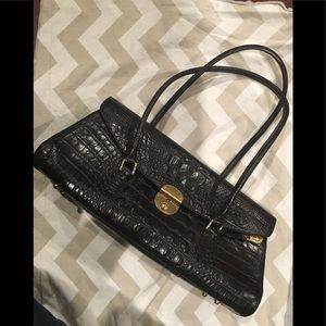 Brahmin small satchel black alligator texture