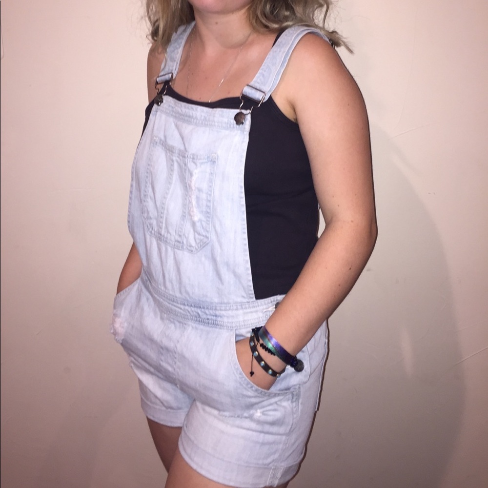 Light wash overalls