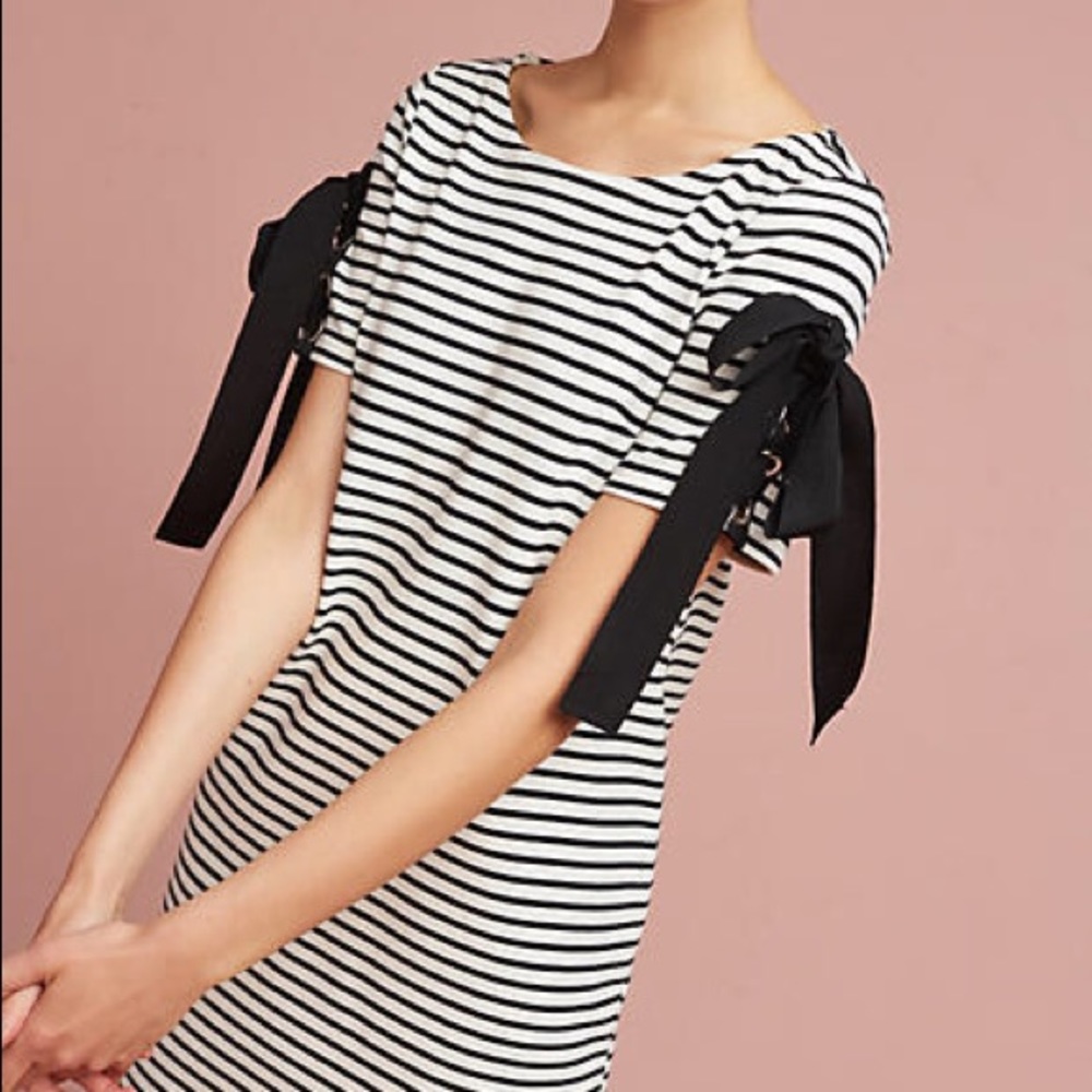 Anthro Striped Ribbon Laced Weave Dress - Picture 5 of 8