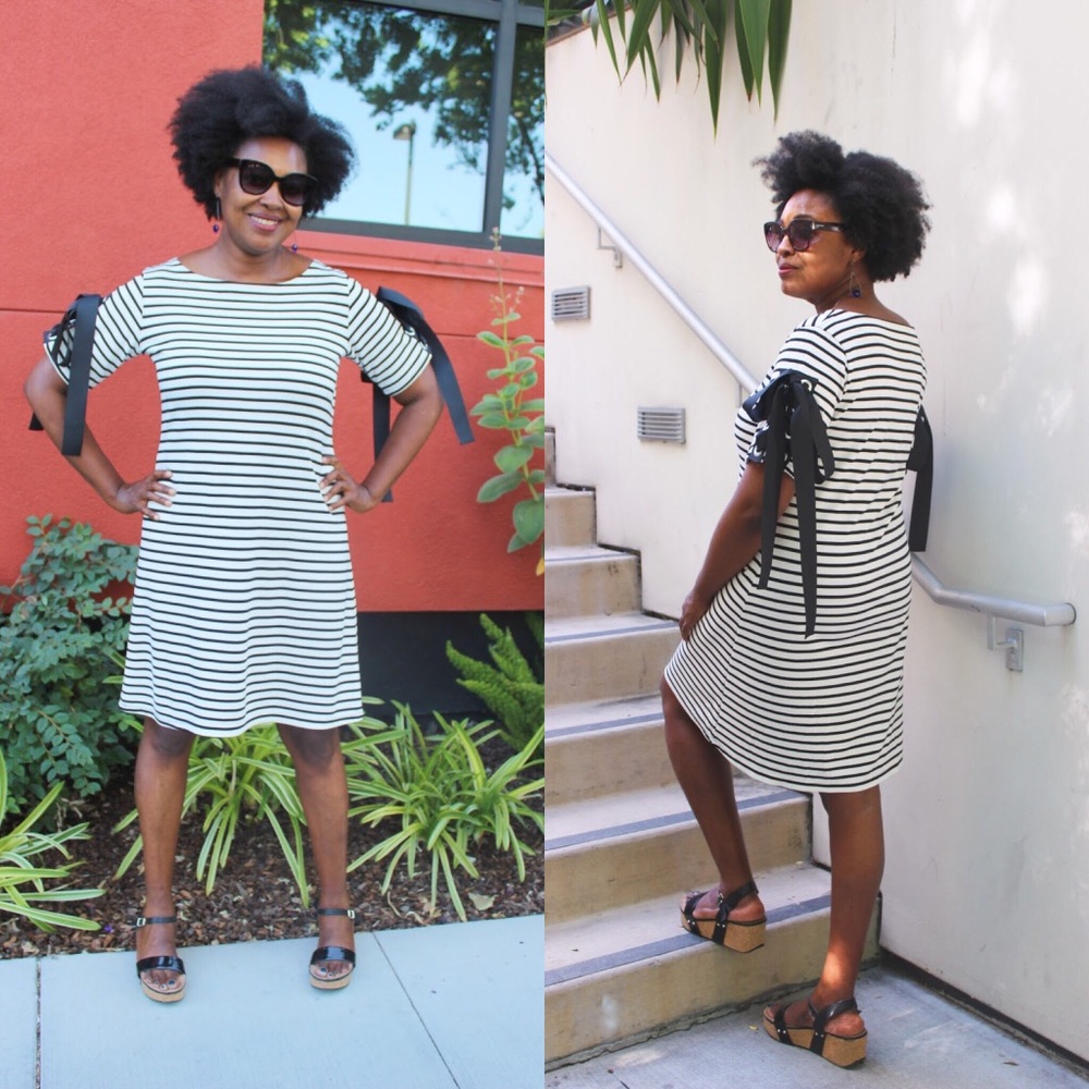 Anthro Striped Ribbon Laced Weave Dress - Picture 3 of 8