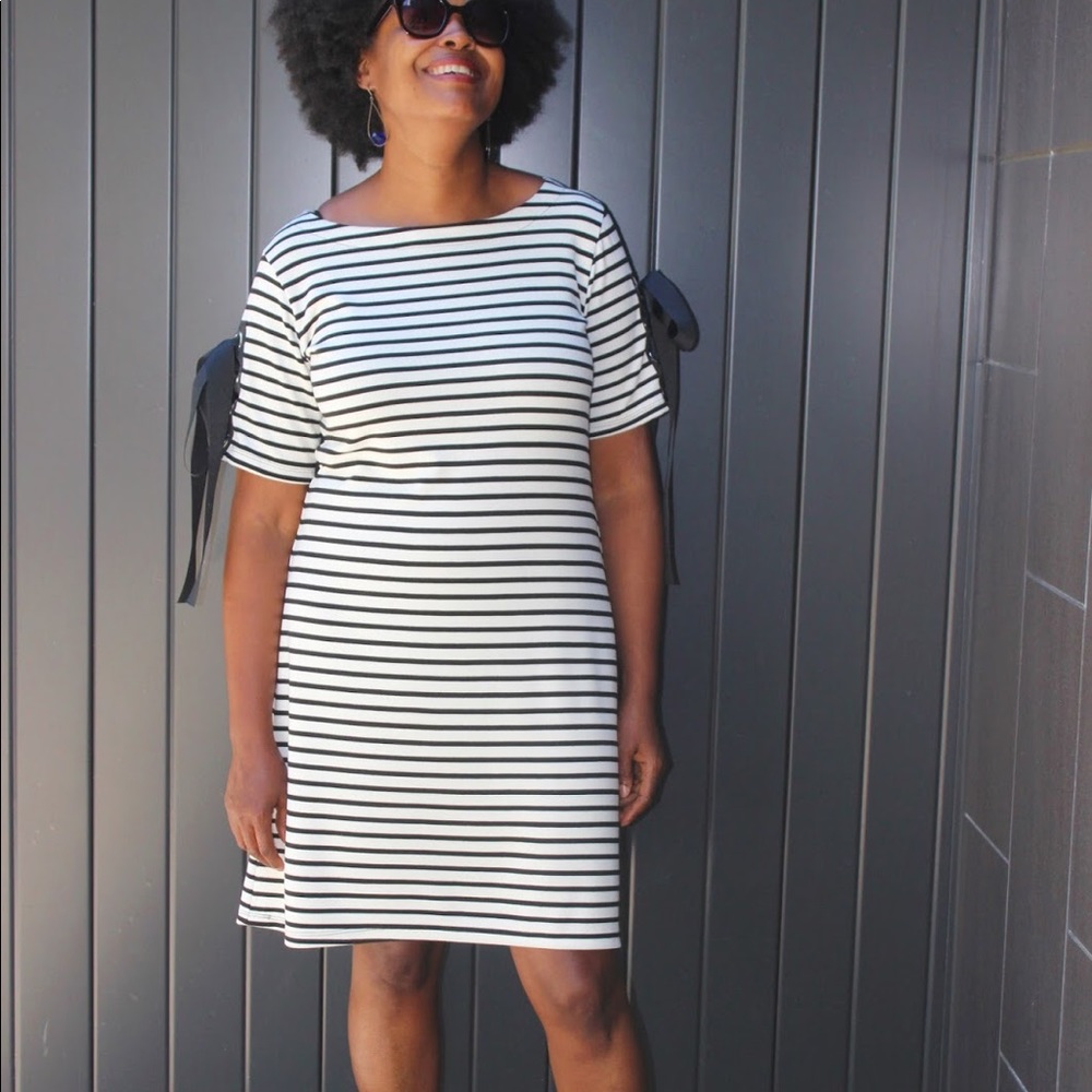 Anthro Striped Ribbon Laced Weave Dress - Picture 8 of 8