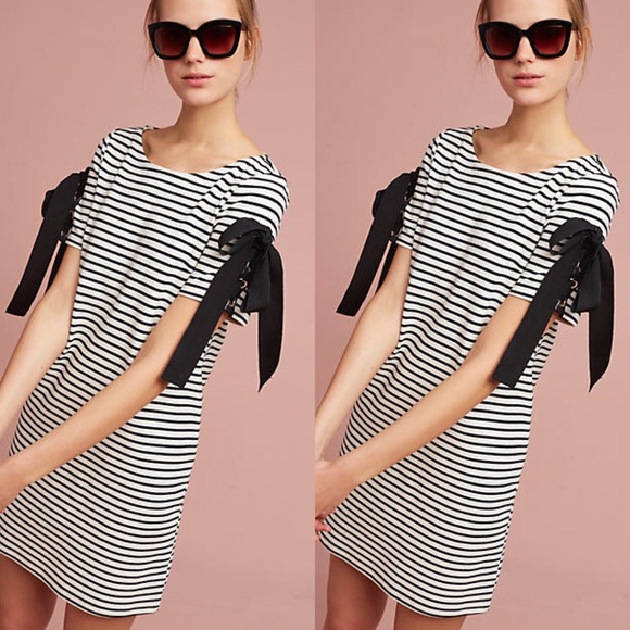 Dresses & Skirts - Anthro Striped Ribbon Laced Weave Dress