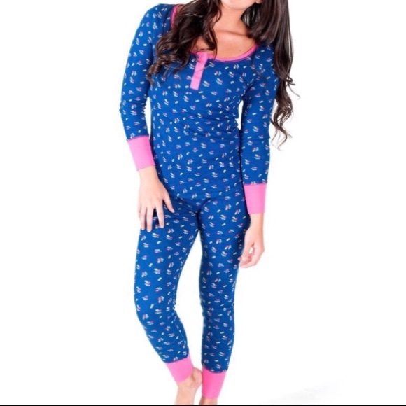 🆕Thermal Floral Pajama Set - Navy & Pink - Picture 4 of 5