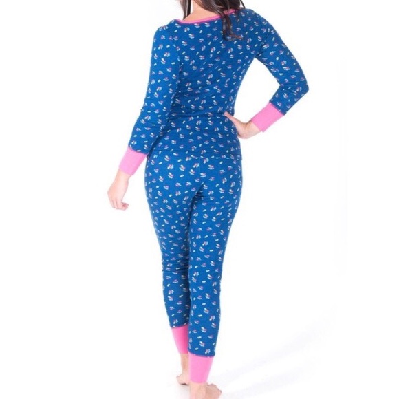 🆕Thermal Floral Pajama Set - Navy & Pink - Picture 5 of 5