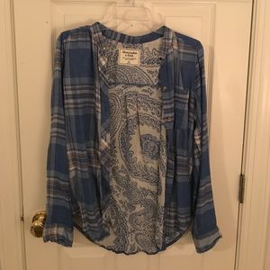 Abercrombie & Fitch Collarless Button Down Shirt