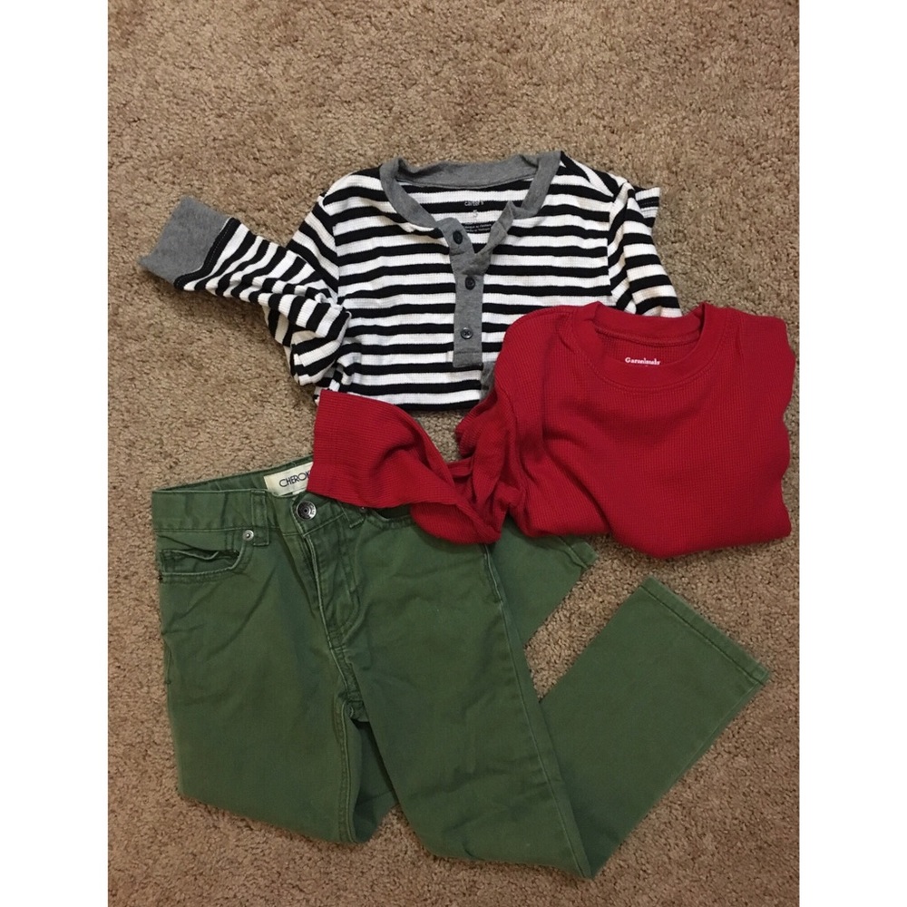 Army Green Boys Pants and Thermals Set