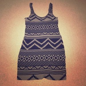 Gray & Black Aztec print mini dress