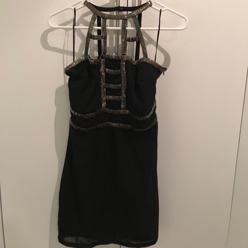 BERSHKA BLACK MINI DRESS.