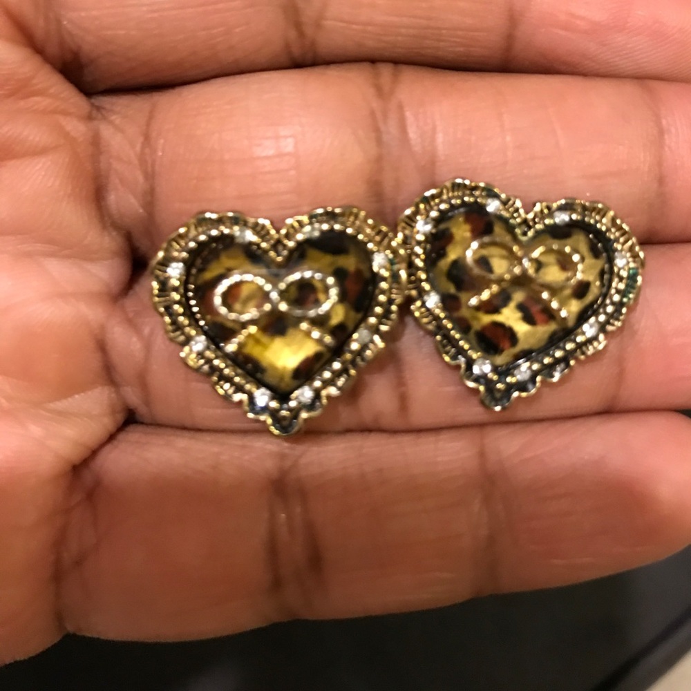 Betsey Johnson Leopard Heart earrings