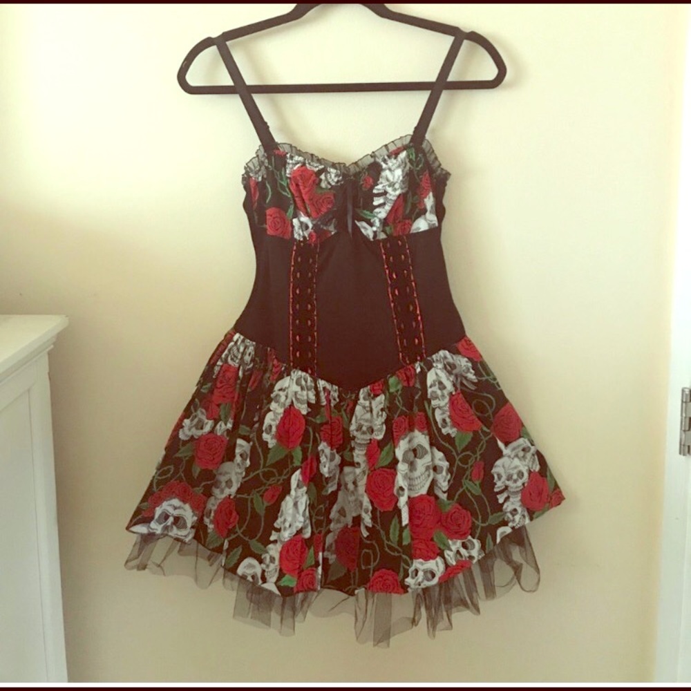Day of the Dead Pin up style dress 8/10 M/L