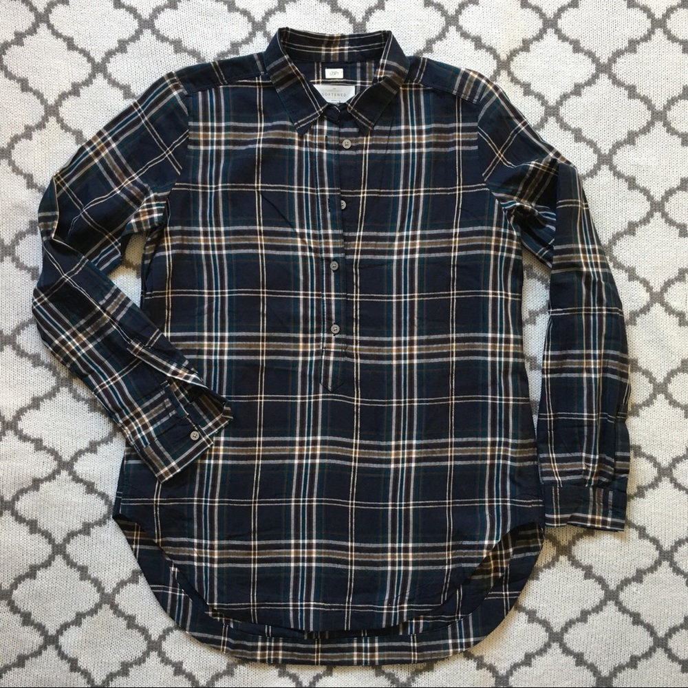 NWT LOFT Plaid Button Down Blouse