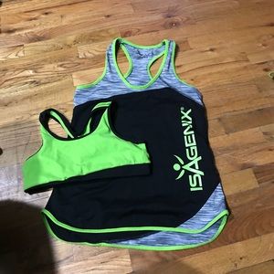 Isagenix sports bra L and exercise top M