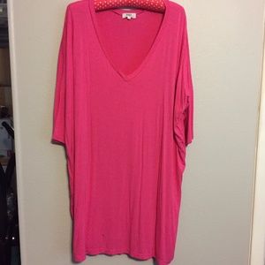 Hot Pink V-Neck Piko Tunic