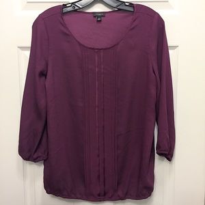 FREE IN BUNDLE Ann Taylor Plum Mixed Media Blouse